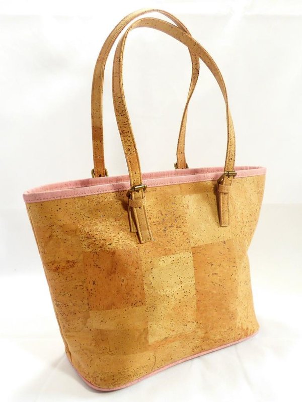 Shopper Handtasche aus Kork - pink