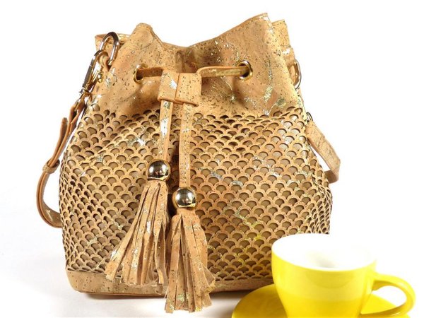 Bucket Bag aus Kork "Gold"